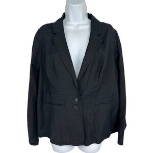 Lane Bryant Linen Blend 2-Button Black Lightweight Blazer Women's Size 18